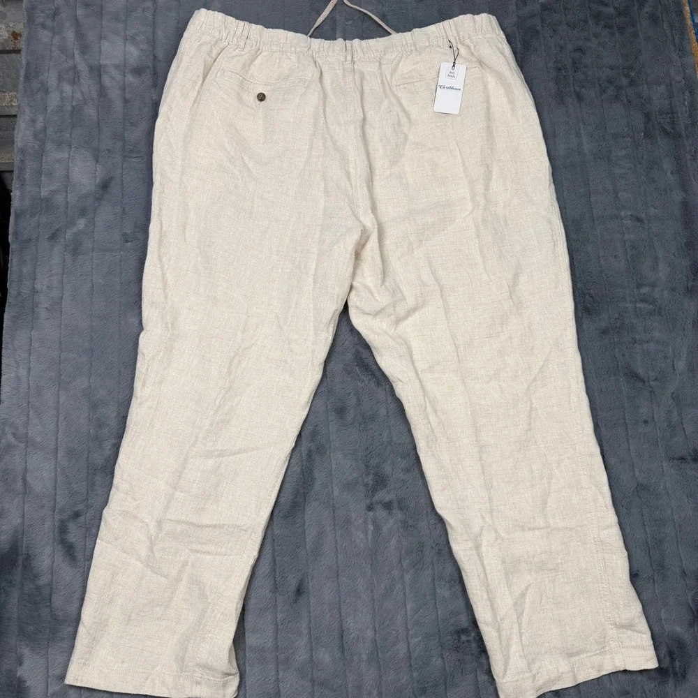 Caribbean Roundtree & Yorke Mens 48x30 Natural Linen Drawstring Pants S45PC720B